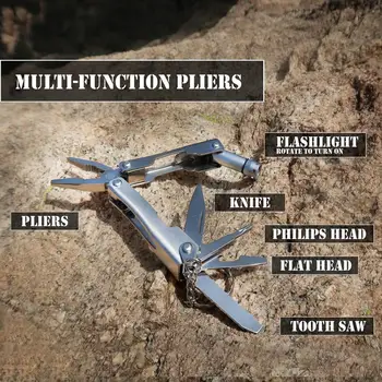 

Multitool Pliers Pocket Knife Set with Led Flashlight Mini Multi Tool Knife Kits Hunting Camping Fishing Tools