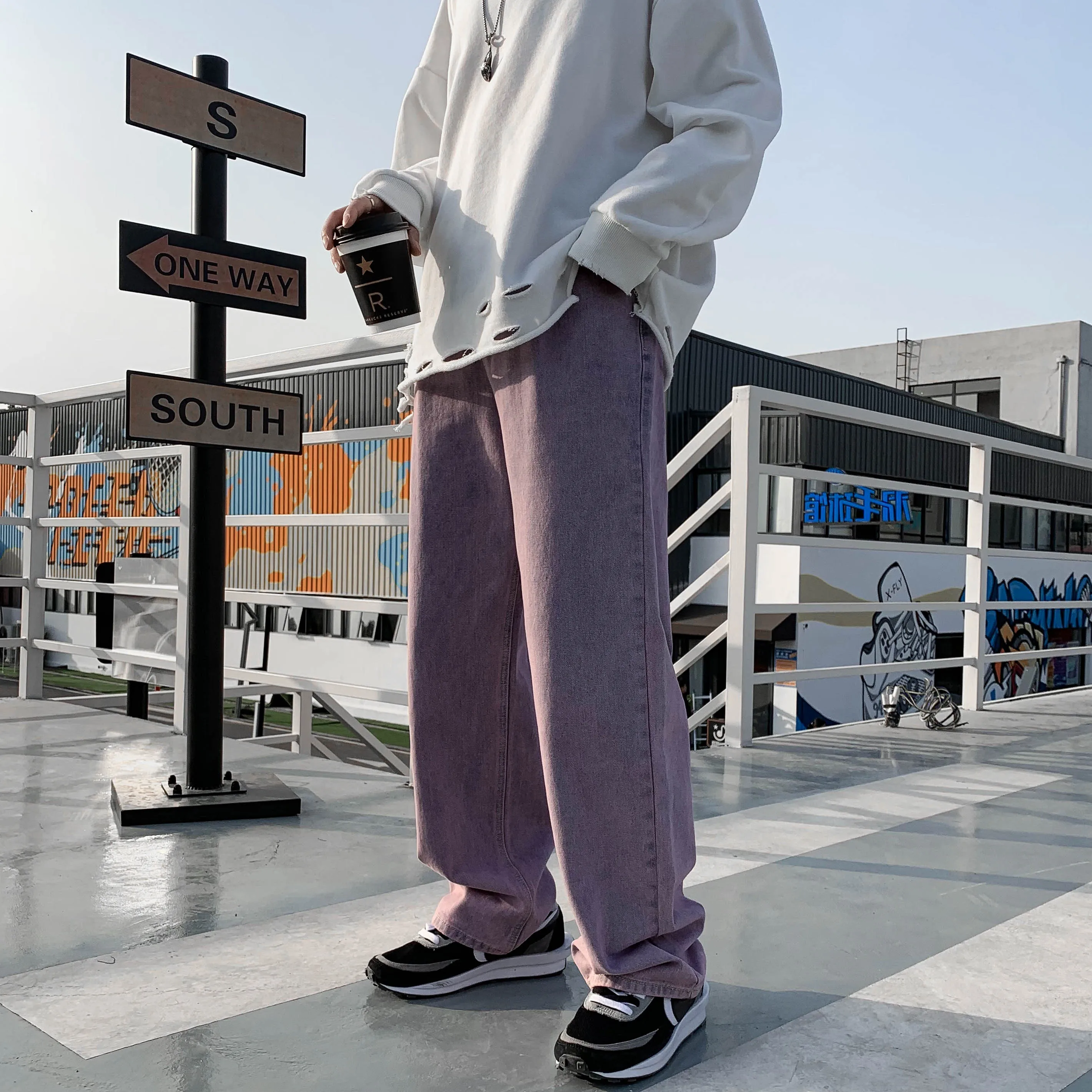 

Jeans Men Spring New Fashion Korean Straight Loose Jean Pants Men's Vintage Black Blue Casual Streetwear Trousers 2XL-S