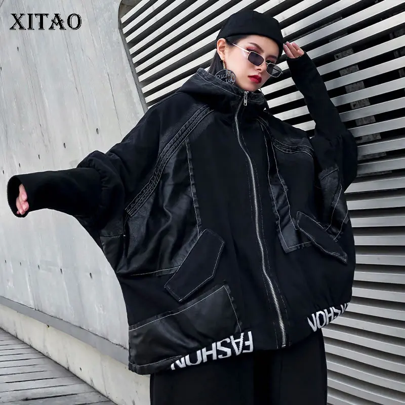 Женская куртка из ПУ кожи XITAO модная повседневная размера плюс с рукавами летучая