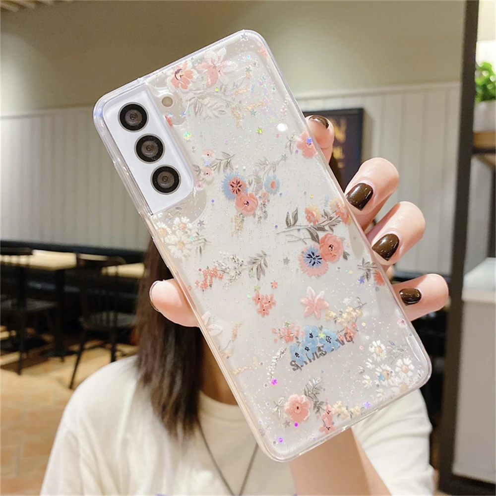 cute phone cases for samsung  Long Lanh Họa Tiết Hoạt Hình Dễ Thương Hoa Trong Suốt Mềm Mại Ốp Lưng Điện Thoại Samsung Galaxy S22 S21 S20 Plus FE Note 20 Cực A52 a72 A32 A50 A71 Bao samsung silicone