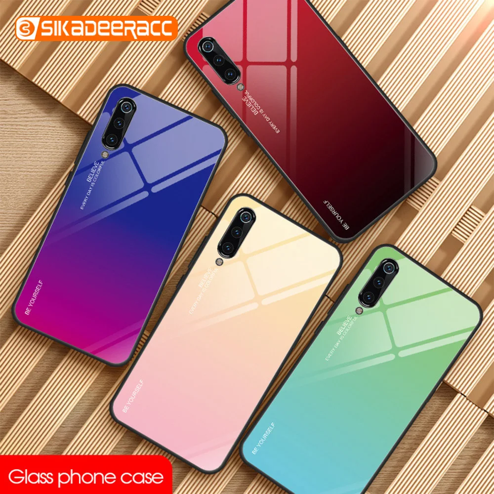

Colorful Gradient Tempered Glass Phone Cases For Xiaomi Mi 9 SE Redmi Note 7 6 Pro Max 3 Mix 2S Full Cover Shell Fundas Stained