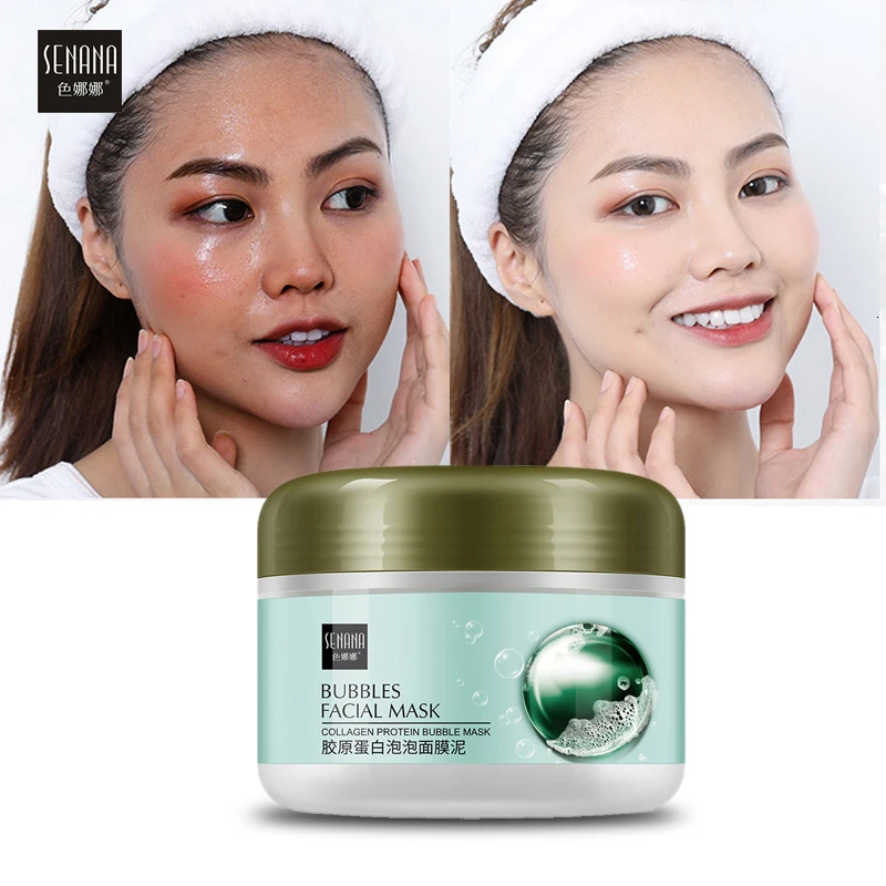 SENANA Collagen Bubble Mud Mask Whitening Moisturizing Remove Blackhead Acne Face Mask Deep Cleansing Oil Control 2