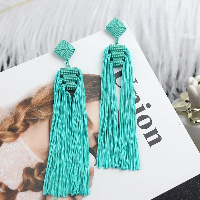 Dangle Earrings Drop Earrings Long Earrings Crystal Tassel Earrings Long Tassel Earrings Fashion Jewelry Bohemia Statement Summer Dangle Aesthetic Earrings for Women Accessories Korean Style