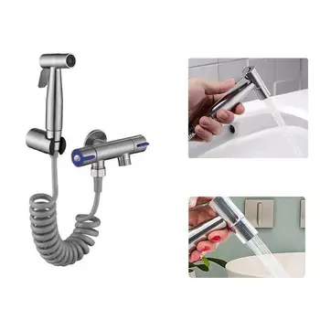 

Stainless Steel Toilet Spray Set Booster Small Shower Faucet Brushed Head Head Shower Pressure Toilet Partner High Shower K0Y6