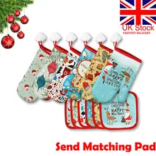 Перчатки 1 пижамный комплект на Рождество, микроволновая печь теплового изоляционный коврик Рождество Рождественская перчатка коврик