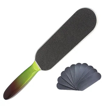

1PC Double-sided Foot File Stainless Steel Foot Grinder Foot Sole Exfoliator Pedicure Care Tool with 10 Sheets Sand Papers