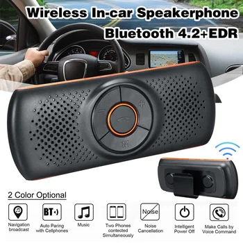 

Black/Orange Wireless bluetooth Car Kit Set Handsfree Speakerphone Multipoint Sun Visor Speaker For Smartphones Car Charger