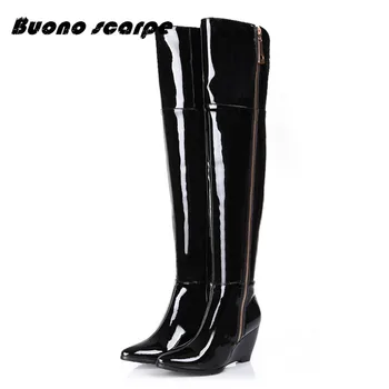 

Winter High Quality Latest Model Knight Boots Over The Knee Boots Sexy Platform Wedges High Heels Ladies Night Club Party Shoes