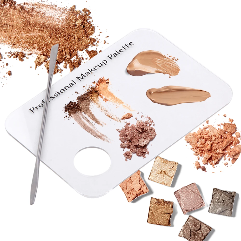 Makeup-Palette Foundation Spatula Stamping-Plates Stainless-Steel Nail Acrylic Hands-Free