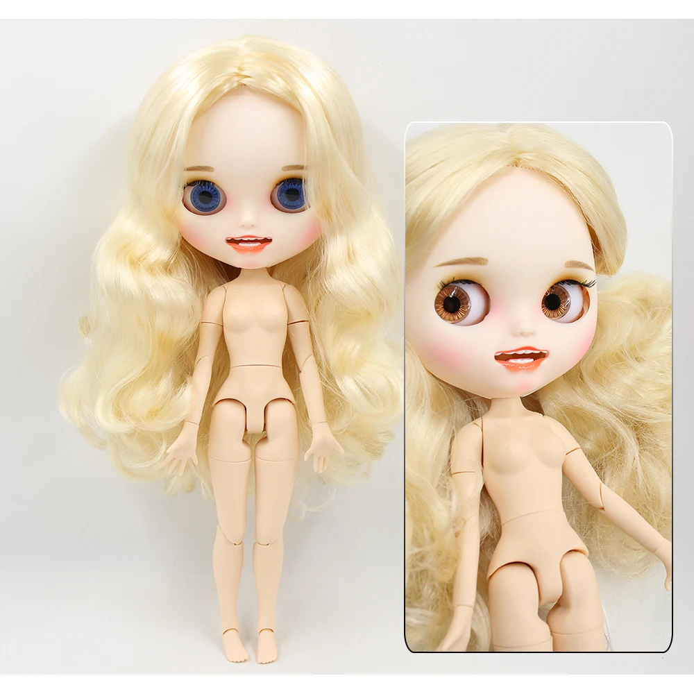 Neo Blythe Doll with Blonde Hair, White Skin, Matte Smiling Face & Custom Jointed Body 1