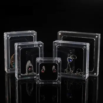 

1 Pc Clear Acrylic Suspended Jewelry Display Square Magnetic Clip On Jewelry Box Case