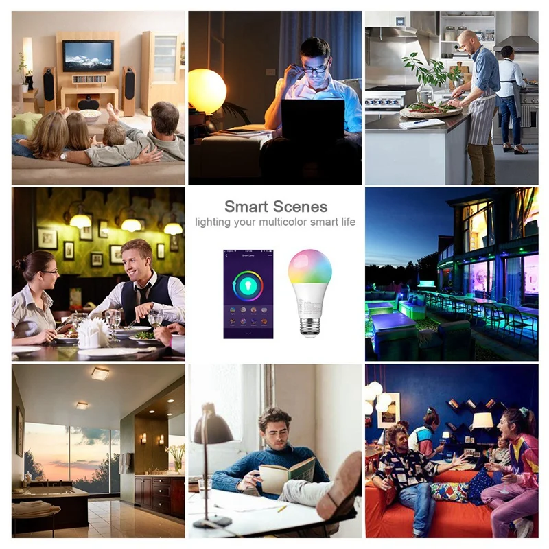 

Tuya Smart Life Wifi Smart WiFi Light Bulbs, E27 10W 900Lm 6500K Cool White LED RGB Color Changing Bulbs for Alexa IFTTT Google