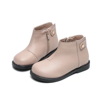 

Children's boots leather short boots boys and girls winter plus velvet Korean version of Martin boots baby boots big kids new