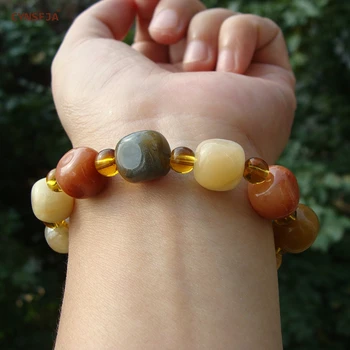 

CYNSFJA Real Certified Natural Chinese Golden Jade Amulets Men's Women's Jade Bracelets High Quality Fine Jewelry Best Gifts