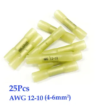

25 Pcs Waterproof Heat Shrink Butt Terminals Insulated Electrical Wire Connectors AWG 22-10 Crimping Terminals Connector Kit
