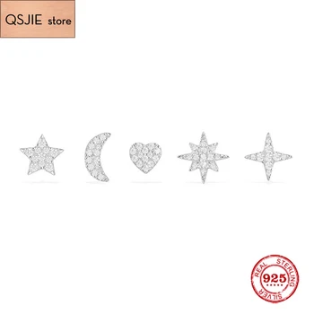 

QSJIE Fashion Charm Sterling Silver Original 1:1 Copy,Silver Night Sky Earrings Studs Luxury Jewelry Gift For Female