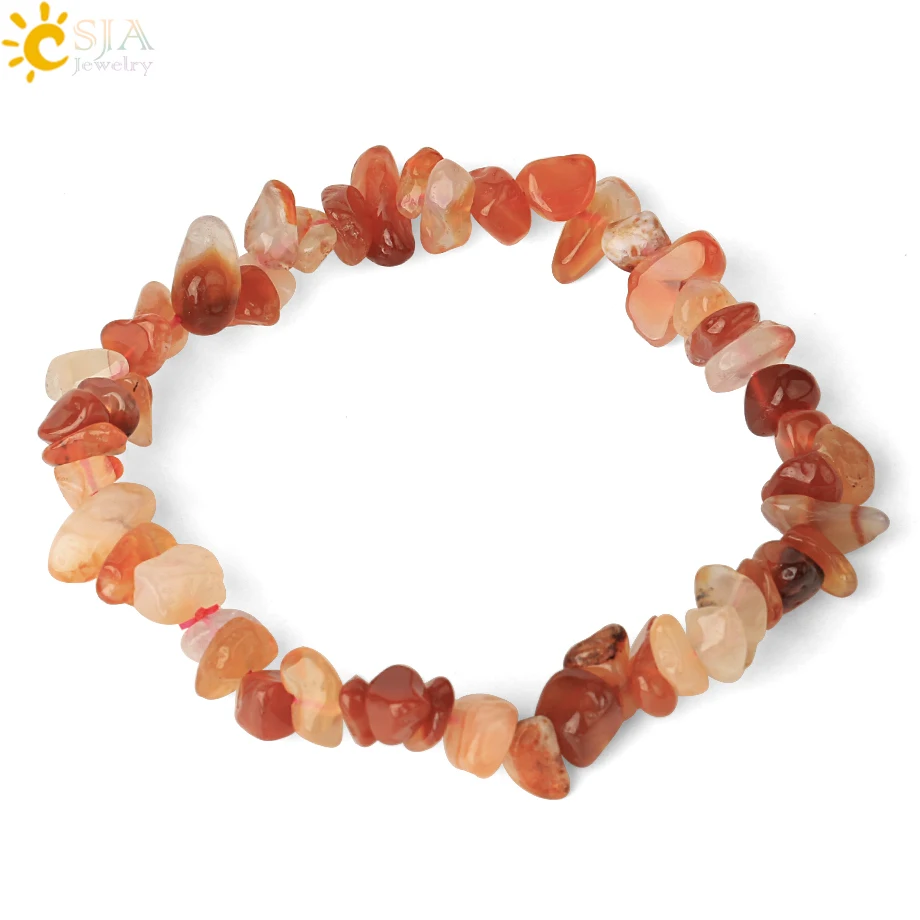 Natural Stone Bracelet Stone Bead Bracelet Crystal Quartz Bracelet CSJA Irregular Chips Natural Stone Bracelet Asymmetry Beads Crystal Quartz Gravel Stretch Bracelets Bangles for Women Girls