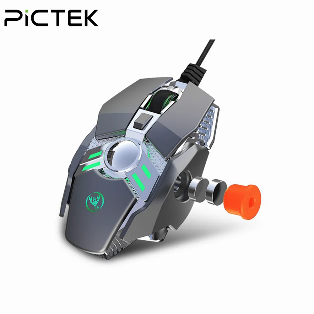 Pictek 6400 dpi Проводная игровая мышь RGB Механическая геймерская мышь 7 программируемых клавиш с игровым чипом микропереключатель цветная подсветка