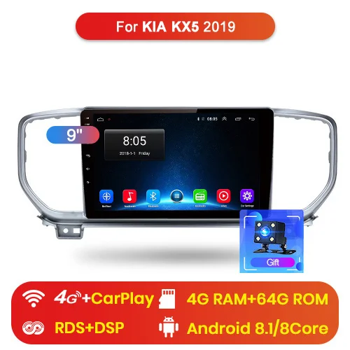 Junsun V1 pro 4G+ 64G CarPlay Android 9,0 DSP для KIA Sportage 4 автомобильный Радио мультимедийный видео плеер gps 2 din dvd - Цвет: 4G (4GB 64GB)2019