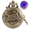 Bronze Luminous LED Dial Motorcycle Motorbike MOTO Quartz Pocket Watch Chain Carved Steampunk Chain Pocket Fob Watch Clock Gifts ► Photo 1/6