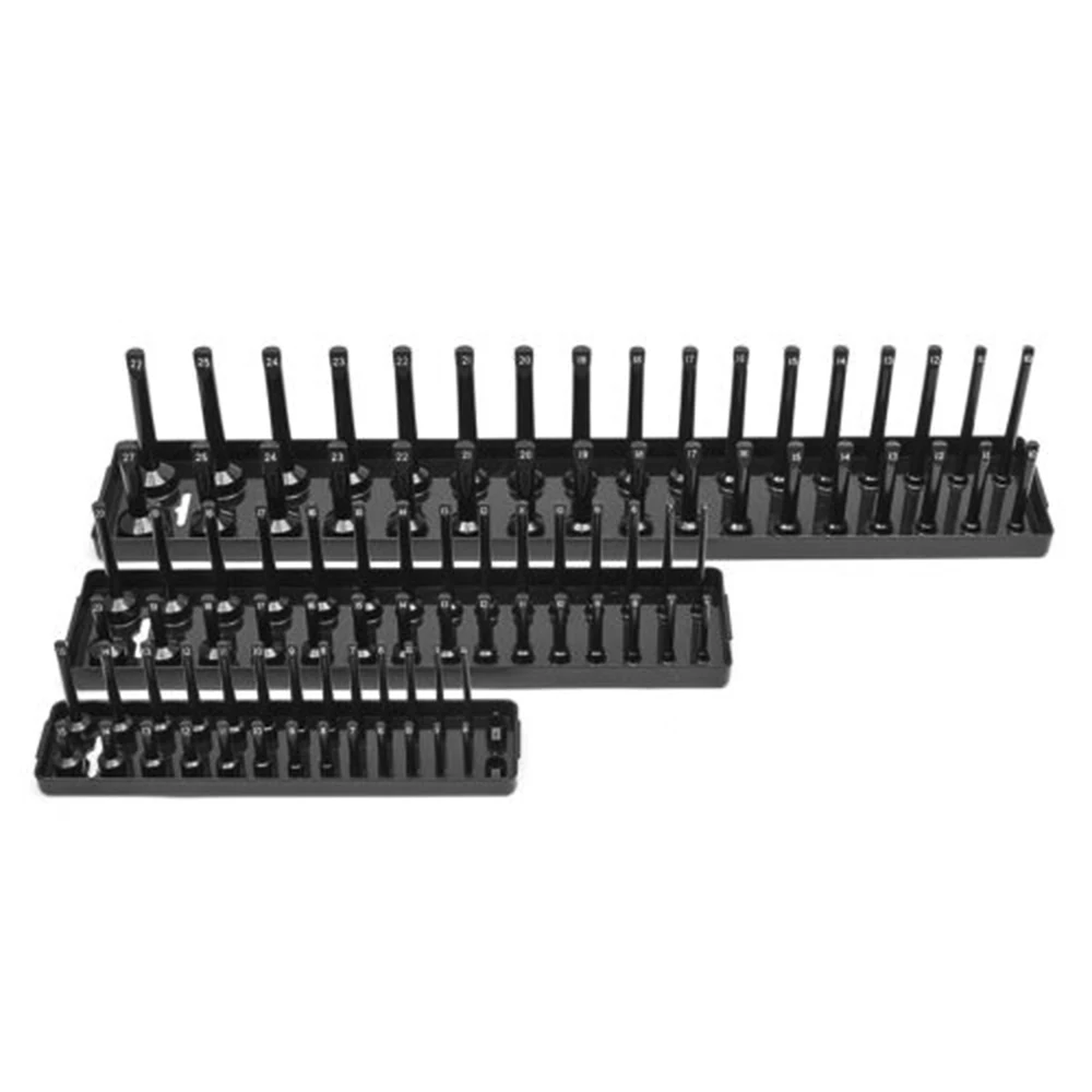 

3pc/Set Metric Socket Organizer Tray Rack Storage Holder Black 1/4 3/8 1/2 Parts