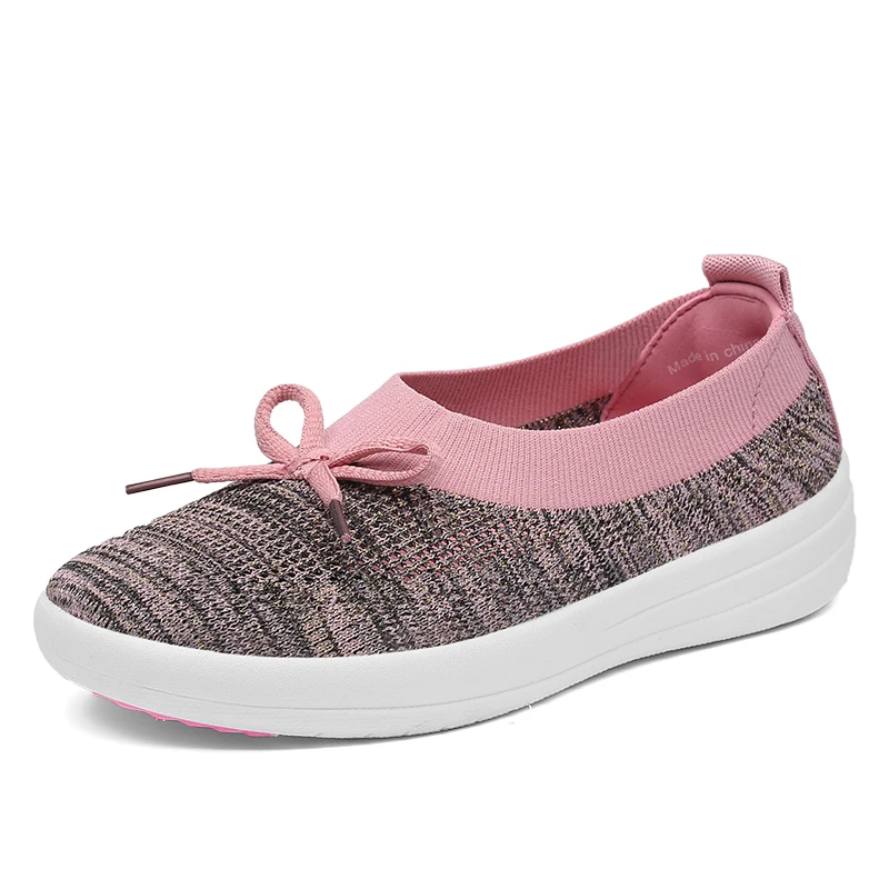 Heidsy/Новинка; женская обувь на плоской подошве; модная повседневная женская обувь; женская дышащая обувь на плоской подошве без застежки; zapatillas mujer - Цвет: Black pink
