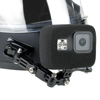 

QIUNIU Helmet Front Side Support Mount Adapter + Wind Noise Reduce Foam Windproof Sponge for GoPro Hero 8/7/6/5 Go Pro Accessory