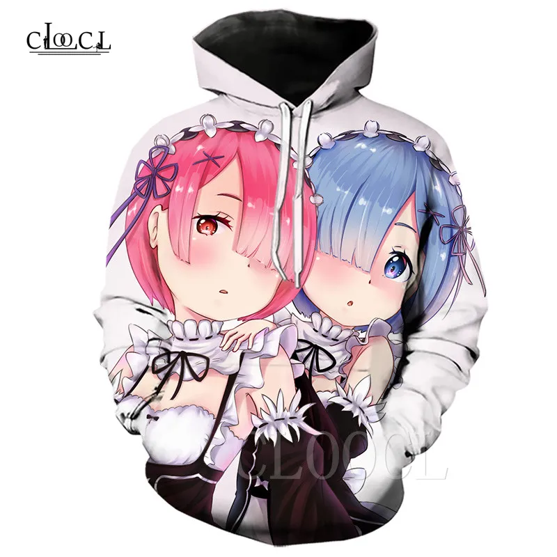 Толстовка с капюшоном для мужчин и женщин милый пуловер 3D принтом Re:Zero Hajimeru Isekai