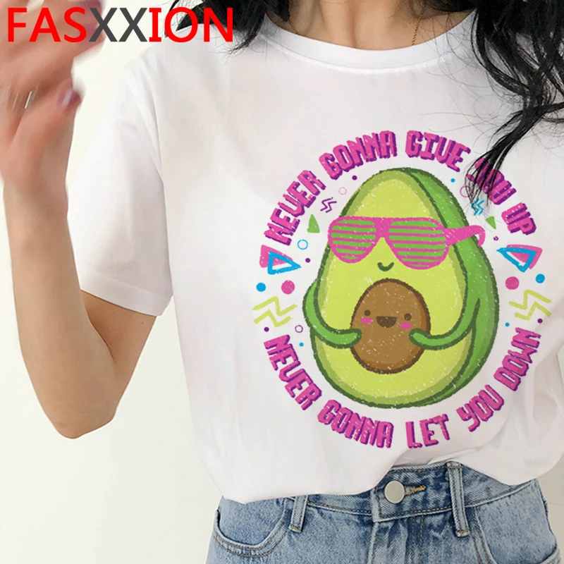 Kawaii Avocado Funny Cartoon T Shirt Women Summer Vegan Cute Anime T-shirt 90s Summer Graphic Tshirt Fashion Top Tees Female