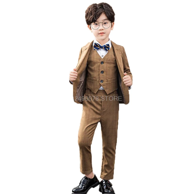 

Японский детский деловой пиджак + жилет, штаны Свадебный костюм из 3 предметов платье для крещения и дня рождения с цветочным принтом для мальчиков Детские вечерние костюмы на день рождения От 2 до 12 лет