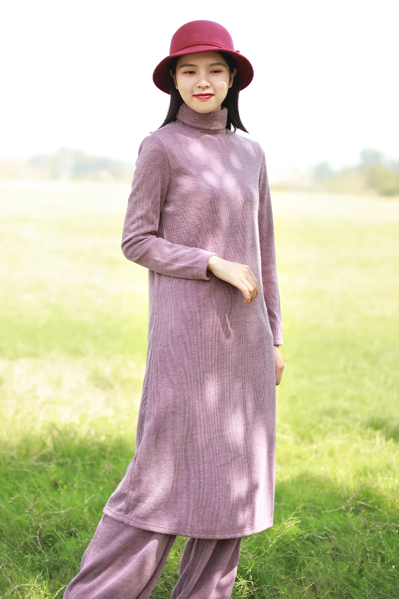 LZJN 2019 Autumn Winter Full Sleeve Women Knitted Turtleneck Sweater Dress Mid-length Female Knit bottoming Shirt Black 4 Colors (33)