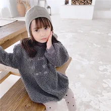 Детские осенне-зимние флисовые утепленные платья с капюшоном и длинными рукавами Повседневное пальто на овчине с вышитыми буквами для малышей