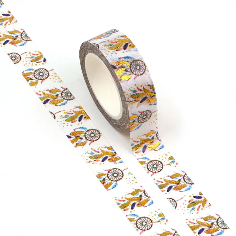 

NEW 10pcs/Lot Decorative Cute Dreamcatcher Net Gold Foil Washi Tapes DIY Scrapbook Planner Adhesive Masking Tape School Supplies
