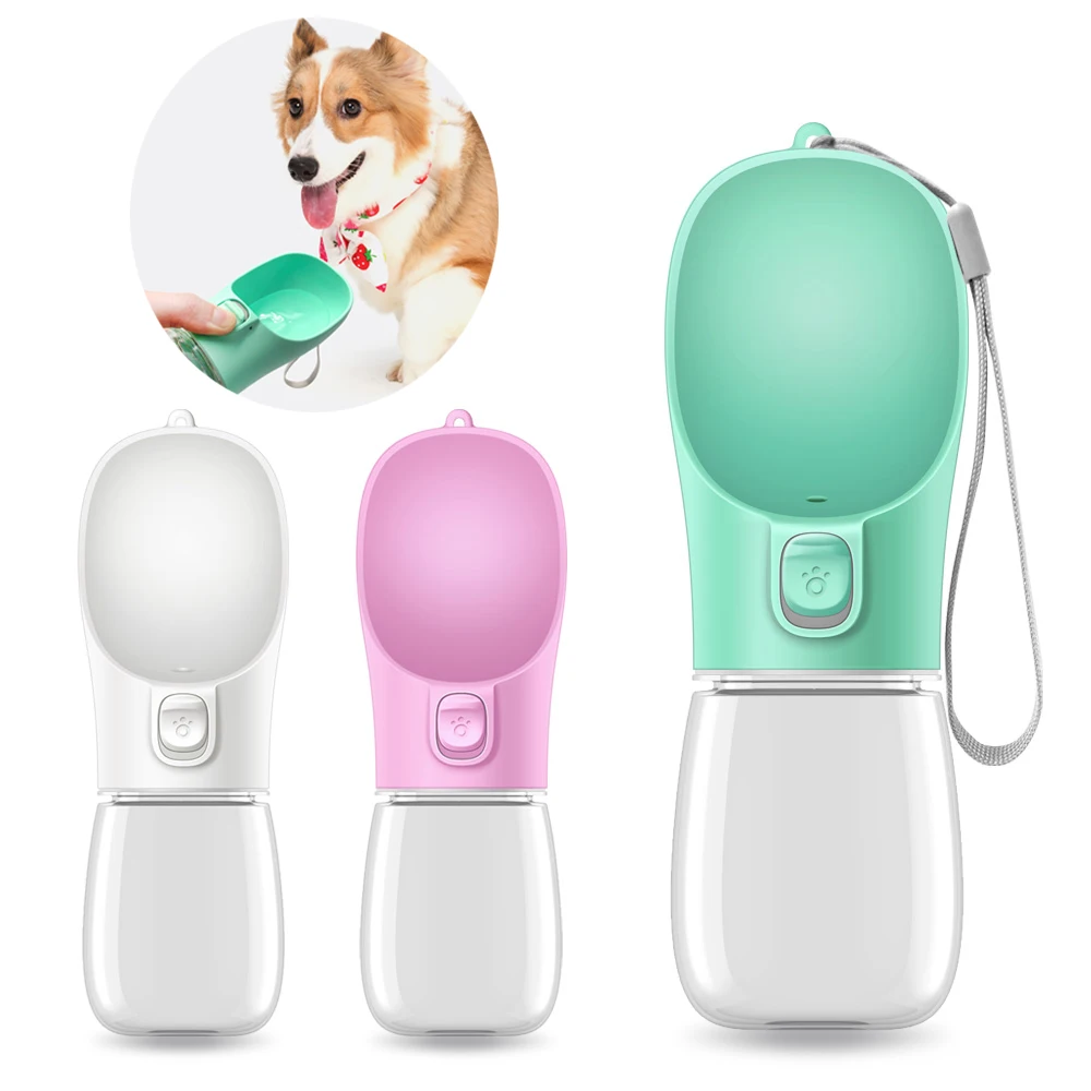 Botella de agua portátil para mascotas, tazón alimentador de agua potable para perros pequeños y grandes, 350/550ML