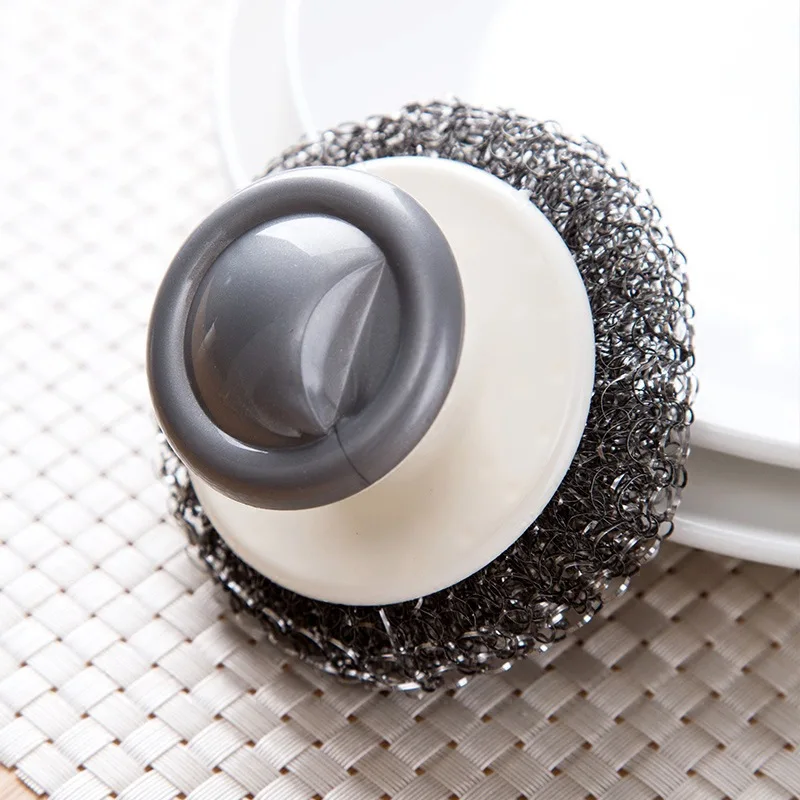 Qing Mu Manufacturers with Handle Steel Wire Ball Kitchen Supplies Cleaning Ball Household Iron Ball Brush Wash Dishes Pot Brush