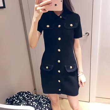 

19 Summer Slim Fit Small Xiangfeng Doll Collar Dress Lady E19ravena 91012