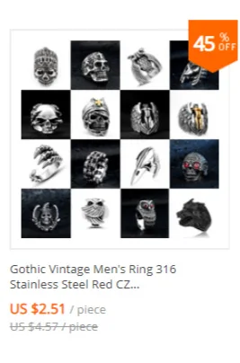 Retro Mens Rings 316L Stainless Steel For Male Boyfriend Biker Jewelry Golden Blue CZ Crystal Stones Skull Eagle Ring 2021 New