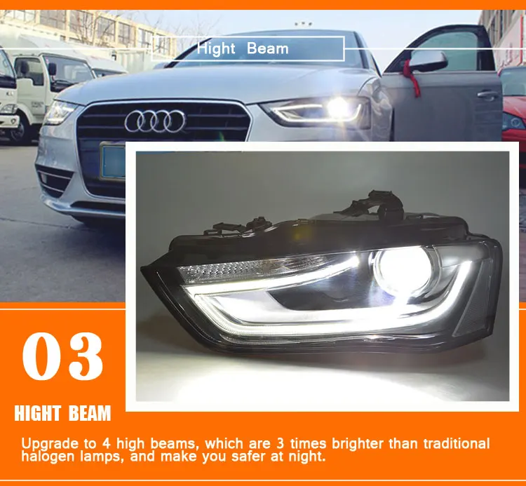 2 шт. автомобиль Стиль светодиодный фары для автомобиля Audi A4 2013- для A4L налобный фонарь светодиодный DRL Объектив Двойной Луч H7 спрятал bi Xenon объектива