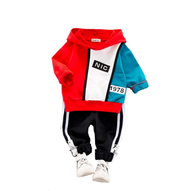 

Spring Autumn Baby Clothes Suit Children Boy Girl Patchwork Letter Hooded Pants 2Pcs/set Toddler Fashion Clothing Kid Tracksuits