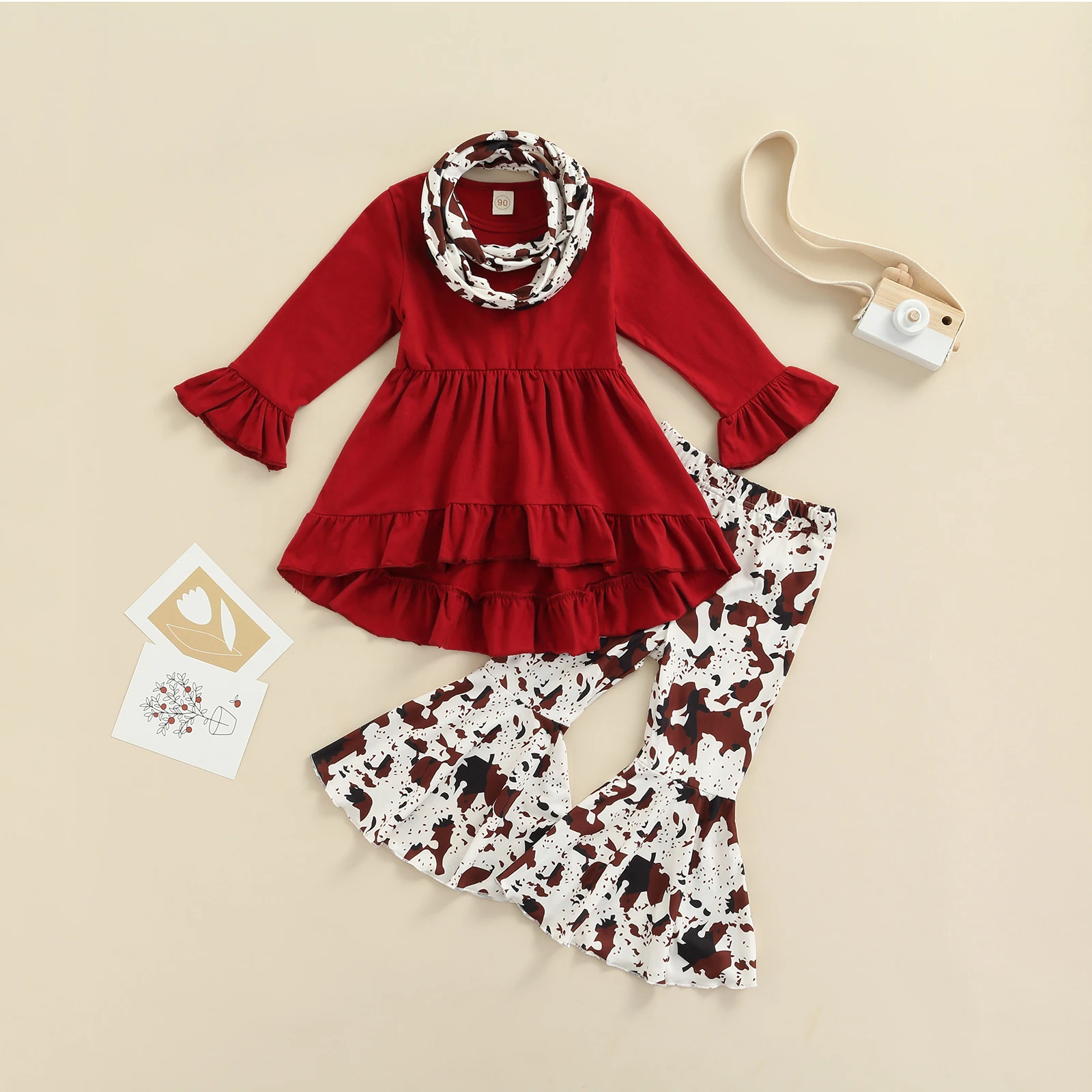 04t Toddler Kid Girls Clothing Sets Kids Baby Girls Solid Ruffle