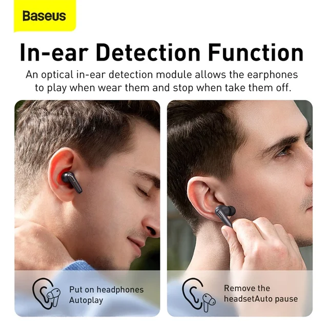 Baseus S2 TWS ANC Bluetooth Earphones True Wireless Headphones Anti Noise Cancelling Ear Buds with 4 Mic,Support Wireless Charge 3