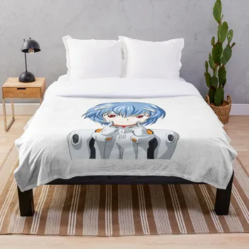 

Rei Ayanami Smile Blanket Wool Flannel Plush Blanket Bedspread For office Sherpa Blanket Couch Quilt Cover Travel