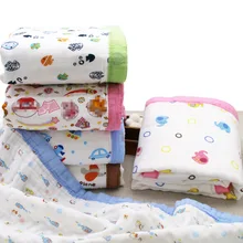 Шестислойные большие обода Марлевое банное полотенце чесаное хлопковое очень большое одеяло 120X140 Gro-bag напечатанное младенческое детское одеяло