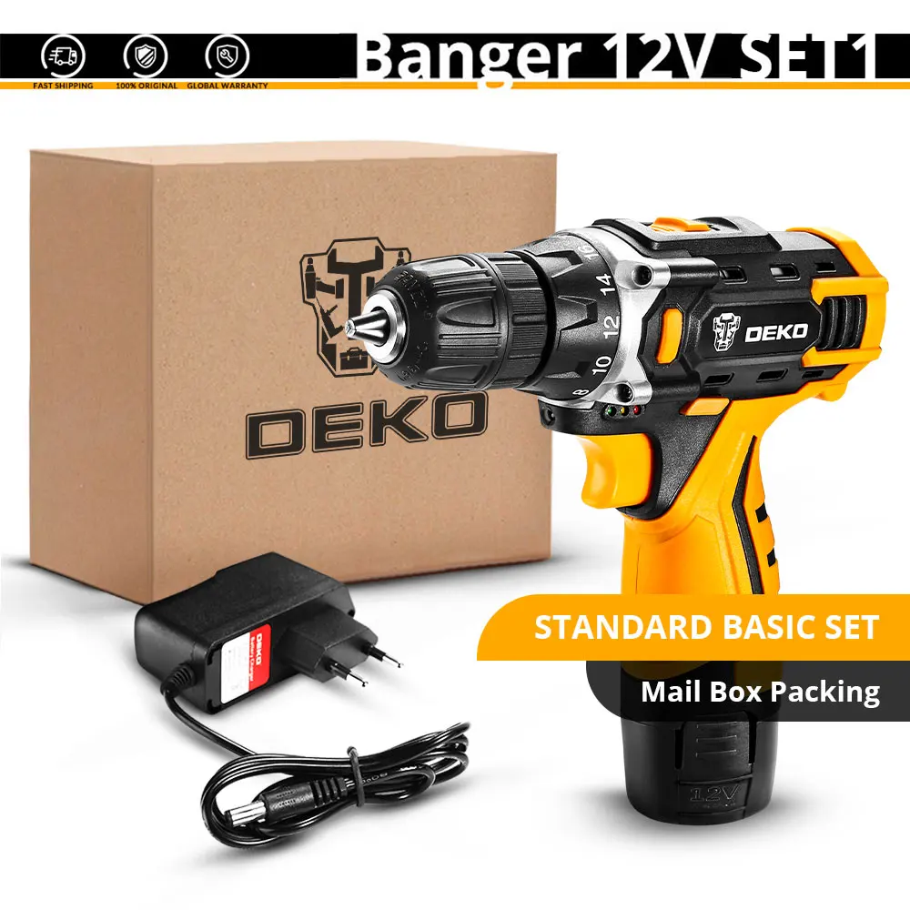 Banger 12V SET1 DEKO Новое поступление Banger 12 в 16 В 20 в Аккумуляторная дрель электрическая отвертка мини беспроводной драйвер питания DC литий-ионный аккумулятор 3/8 в - Цвет: Banger 12V SET1