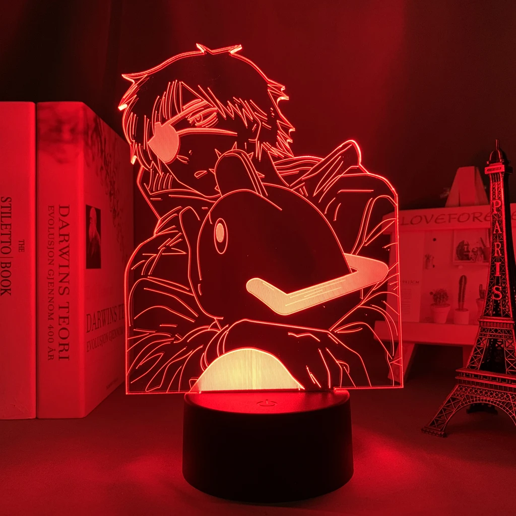 Anime motosserra homem acrílico led night light denji pochita