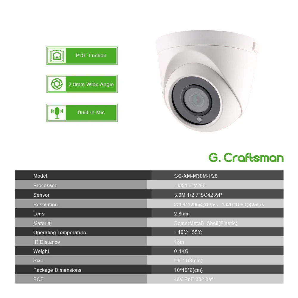 XMeye м 3MP POE IP Камера 2 8 мм 1080P уход за кожей лица аудио Крытый Водонепроницаемый