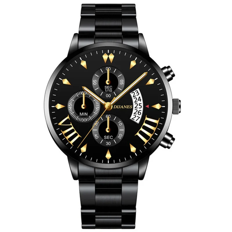 New Men Business Stainless Steel Quartz Wristwatch Fashion Mens Watches Calendar Date Clock Man Silver Bracelet Male Watch 
