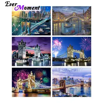

Ever Moment Diamond Painting Bridge Scenic Handicraft 5D DIY Handmade Mosaic Full Square Resin Drills Home Decoration 5L504