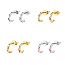 Роскошные серьги с кристаллами и цирконием, Стерлинговое Серебро 925 пробы, радужные камни, ювелирные изделия, романтические серьги-гвоздики в стиле бохо для женщин и девушек A30