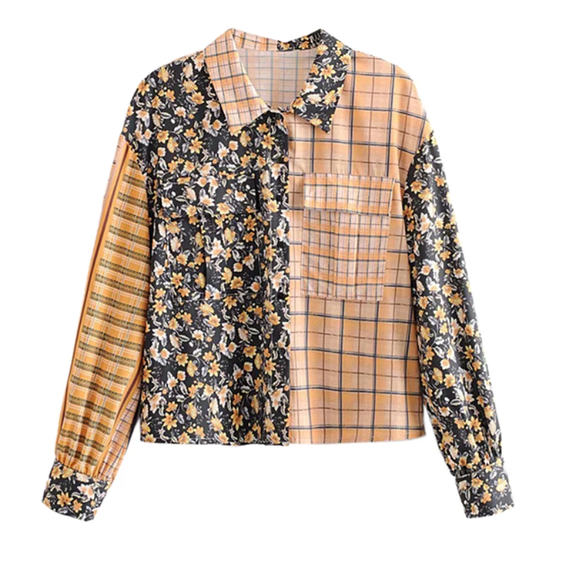 Women Elegant Floral Pattern Blouse Long Sleeve Retro Office Wear Vintage Tops FFZSY552 | Женская одежда